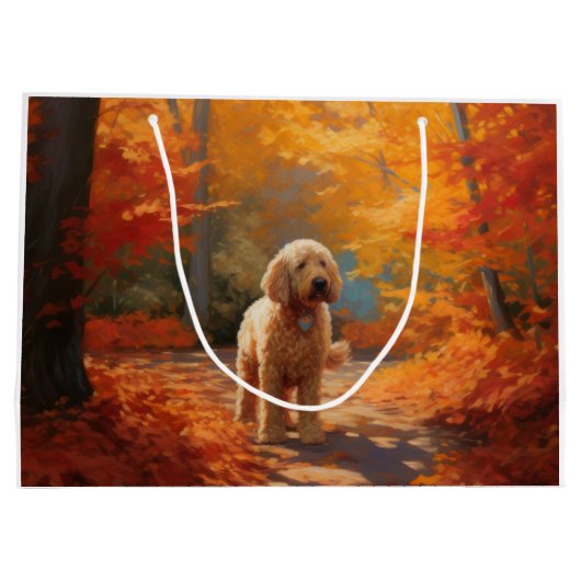 Goldendoodle in Herfstbladeren Herfst Inspire Groot Cadeauzakje (Achterkant)