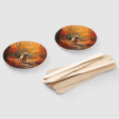 Goldendoodle in Herfstbladeren Herfst Inspire Handwaaier (Niet-gemonteerd)