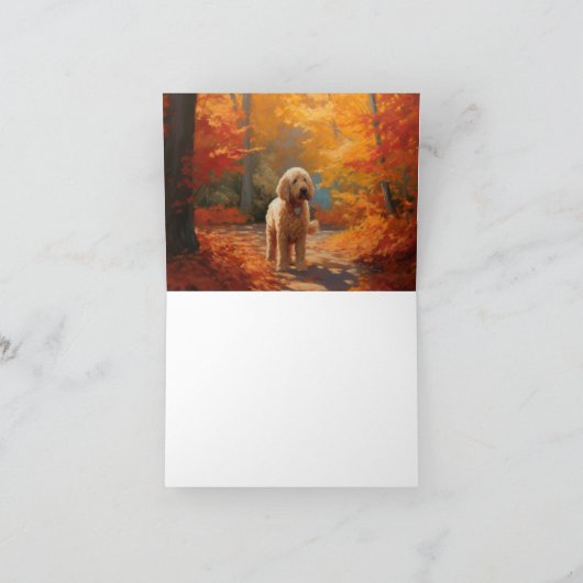Goldendoodle in Herfstbladeren Herfst Inspire Kaart (Binnen)