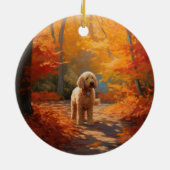 Goldendoodle in Herfstbladeren Herfst Inspire Keramisch Ornament (Achterkant)