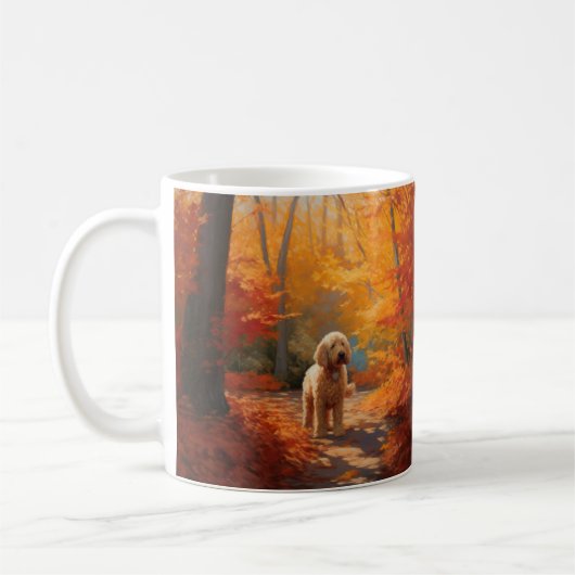 Goldendoodle in Herfstbladeren Herfst Inspire Koffiemok (Links)