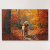 Goldendoodle in Herfstbladeren Herfst Inspire Legpuzzel (Horizontaal)