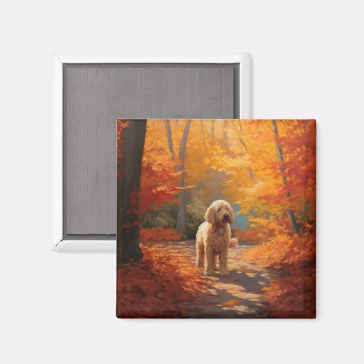 Goldendoodle in Herfstbladeren Herfst Inspire Magneet (Voorkant / Achterkant)