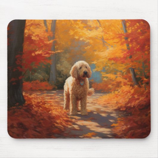 Goldendoodle in Herfstbladeren Herfst Inspire Muismat (Voorkant)