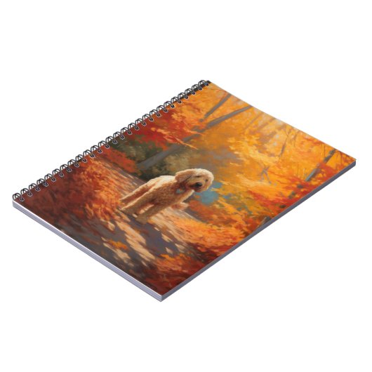 Goldendoodle in Herfstbladeren Herfst Inspire Notitieboek (Linkerzijde)