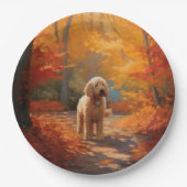 Goldendoodle in Herfstbladeren Herfst Inspire Papieren Bordje (Voorkant)