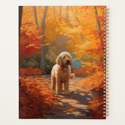 Goldendoodle in Herfstbladeren Herfst Inspire Planner (Achterkant)