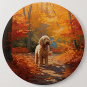 Goldendoodle in Herfstbladeren Herfst Inspire Ronde Button 6,0 Cm (Voorkant)