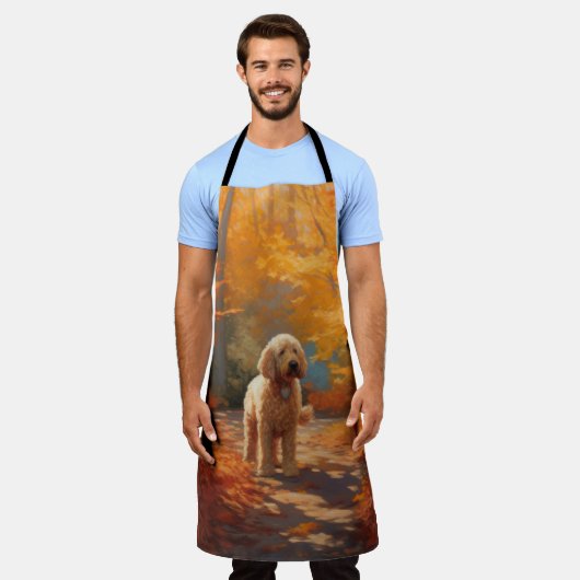 Goldendoodle in Herfstbladeren Herfst Inspire Schort (Gedragen)