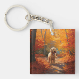Goldendoodle in Herfstbladeren Herfst Inspire Sleutelhanger