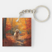 Goldendoodle in Herfstbladeren Herfst Inspire Sleutelhanger (Achterkant)