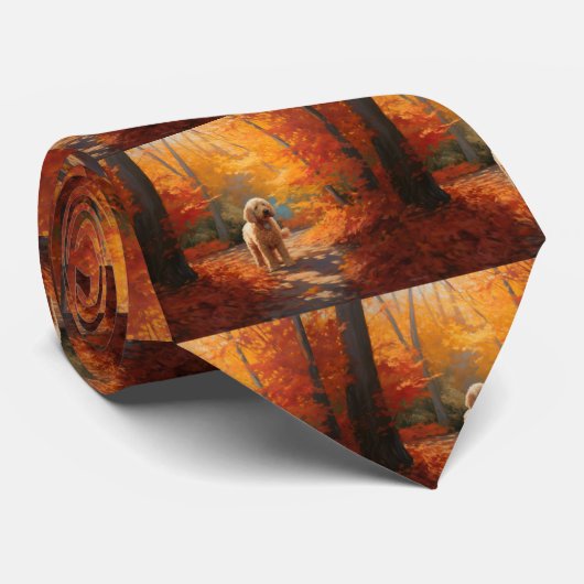 Goldendoodle in Herfstbladeren Herfst Inspire Stropdas (Opgerold)