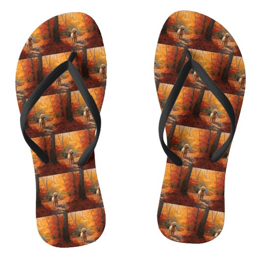 Goldendoodle in Herfstbladeren Herfst Inspire Teenslippers (Voetbed)