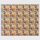Goldendoodle in herfstbladeren Thanksgiving Kunst Cadeaupapier (Vlak)