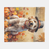 Goldendoodle in herfstbladeren Thanksgiving Kunst Fleece Deken (Voorkant (Horizontaal))