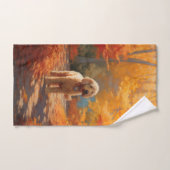 Goldendoodle in herfstbladeren val inspireert bad handdoek (Handdoek)