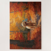 Goldendoodle in herfstbladeren val inspireert legpuzzel (Verticaal)