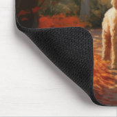 Goldendoodle in herfstbladeren val inspireert muismat (Hoek)