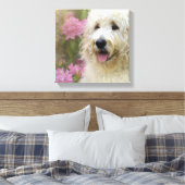 Goldendoodle in Hortensia Canvas Afdruk (Insitu (Slaapkamer))