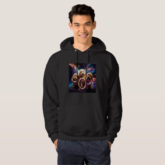 Goldendoodle In Space With Donuts Cute Doodle Boys Hoodie (Voorkant volledig)