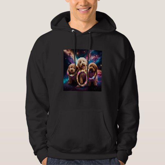 Goldendoodle In Space With Donuts Cute Doodle Boys Hoodie (Voorkant)