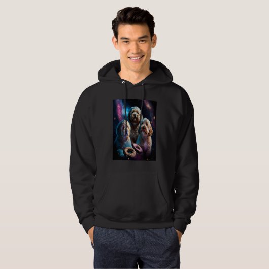 Goldendoodle In Space With Donuts Cute Doodle Boys Hoodie (Voorkant volledig)