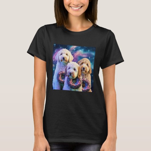 Goldendoodle In Space With Donuts Cute Doodle Boys T-shirt (Voorkant)