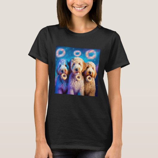 Goldendoodle In Space With Donuts Cute Doodle Boys T-shirt (Voorkant)