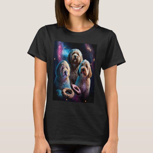 Goldendoodle In Space With Donuts Cute Doodle Boys T-shirt (Voorkant)