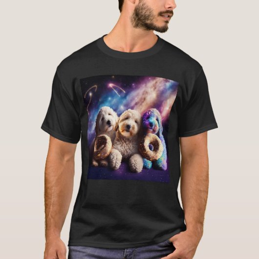 Goldendoodle In Space With Donuts Cute Doodle Boys T-shirt (Voorkant)