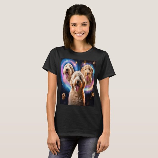 Goldendoodle In Space With Donuts Cute Doodle Boys T-shirt (Voorkant volledig)