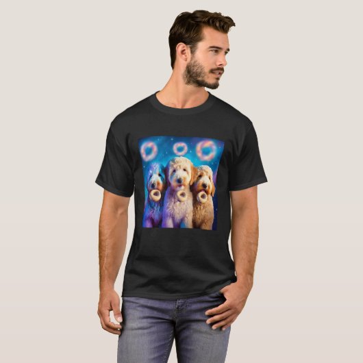 Goldendoodle In Space With Donuts Cute Doodle Boys T-shirt (Voorkant volledig)
