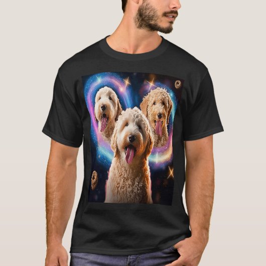 Goldendoodle In Space With Donuts Cute Doodle Boys T-shirt (Voorkant)
