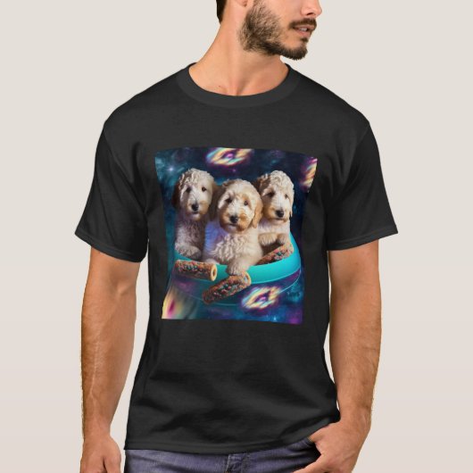 Goldendoodle In Space With Donuts Cute Doodle Boys T-shirt (Voorkant)