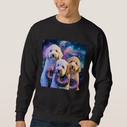 Goldendoodle In Space With Donuts Cute Doodle Boys Trui (Voorkant)