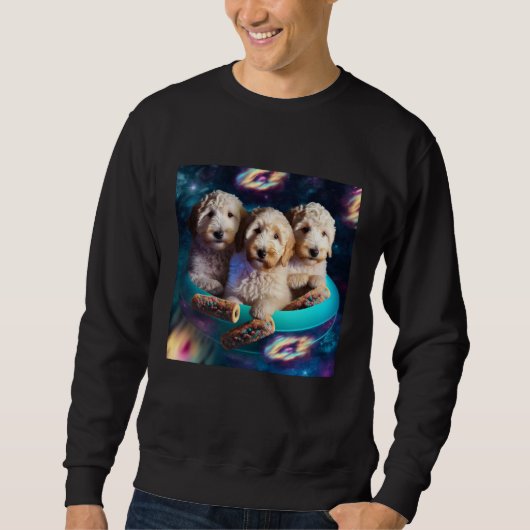 Goldendoodle In Space With Donuts Cute Doodle Boys Trui (Voorkant)