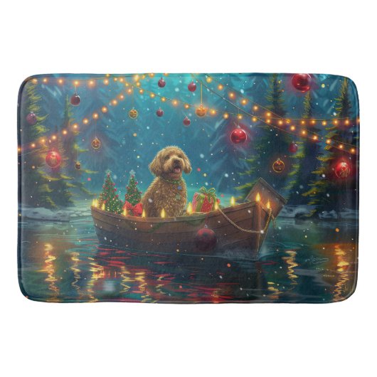 Goldendoodle Kerst Feestelijke reis Badmat (Voorkant)