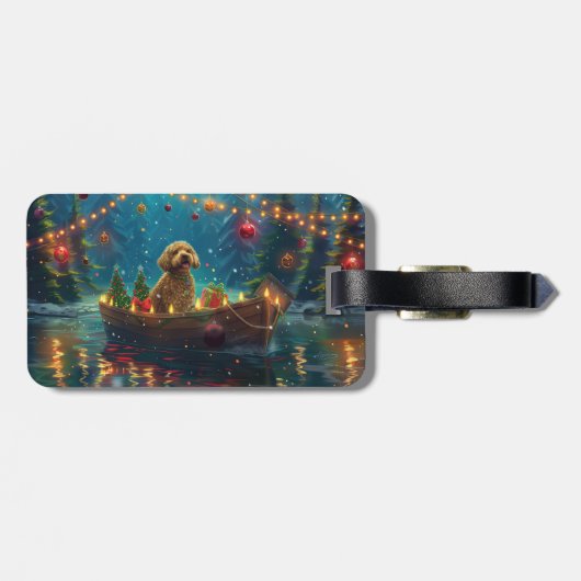 Goldendoodle Kerst Feestelijke reis Bagagelabel (Achterkant horizontaal)