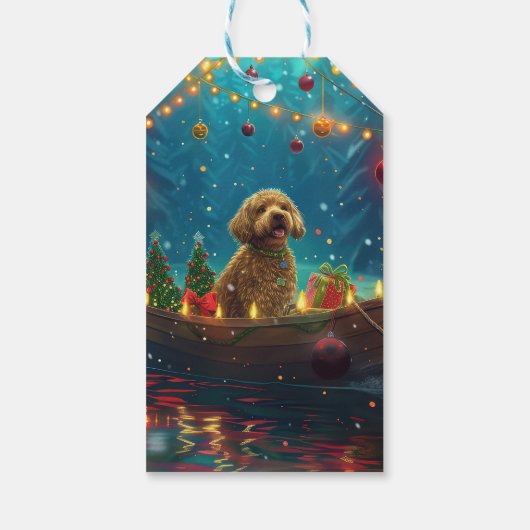Goldendoodle Kerst Feestelijke reis Cadeaulabel (Achterkant)