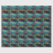 Goldendoodle Kerst Feestelijke reis Cadeaupapier (Vlak)