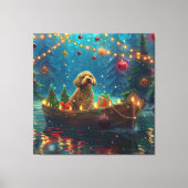 Goldendoodle Kerst Feestelijke reis Canvas Afdruk (Voorkant)