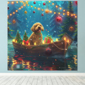 Goldendoodle Kerst Feestelijke reis Canvas Afdruk (Insitu (Houten vloer))