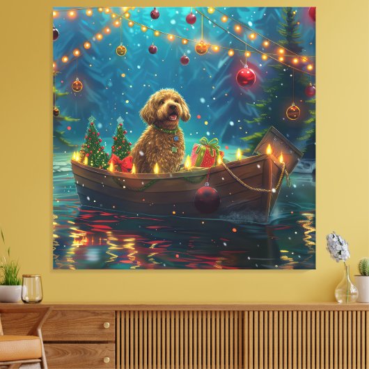 Goldendoodle Kerst Feestelijke reis Canvas Afdruk (Insitu (Woonkamer))