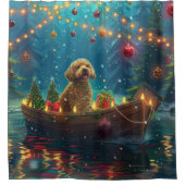Goldendoodle Kerst Feestelijke reis Douchegordijn (Voorkant)