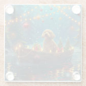 Goldendoodle Kerst Feestelijke reis Glazen Onderzetter (Achterkant)