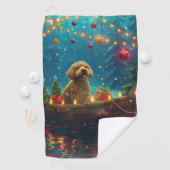 Goldendoodle Kerst Feestelijke reis Golfhanddoek (Insitu)