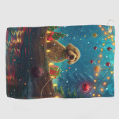 Goldendoodle Kerst Feestelijke reis Golfhanddoek (Horizontaal)