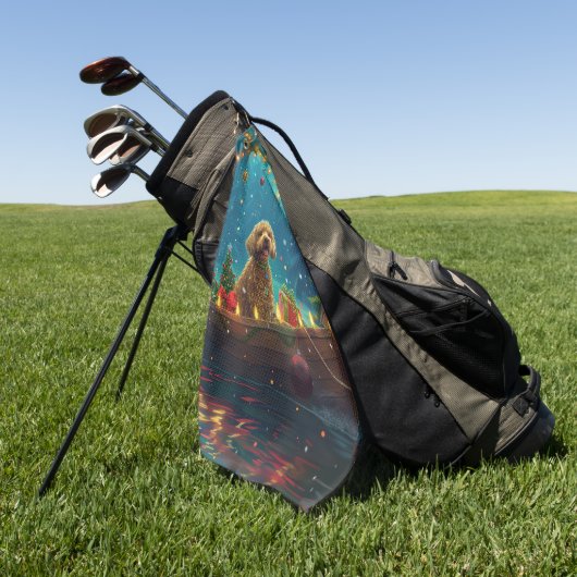 Goldendoodle Kerst Feestelijke reis Golfhanddoek (Groen)