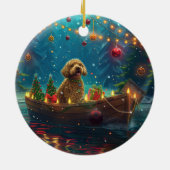 Goldendoodle Kerst Feestelijke reis Keramisch Ornament (Achterkant)