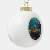 Goldendoodle Kerst Feestelijke reis Keramische Bal Ornament (Links)